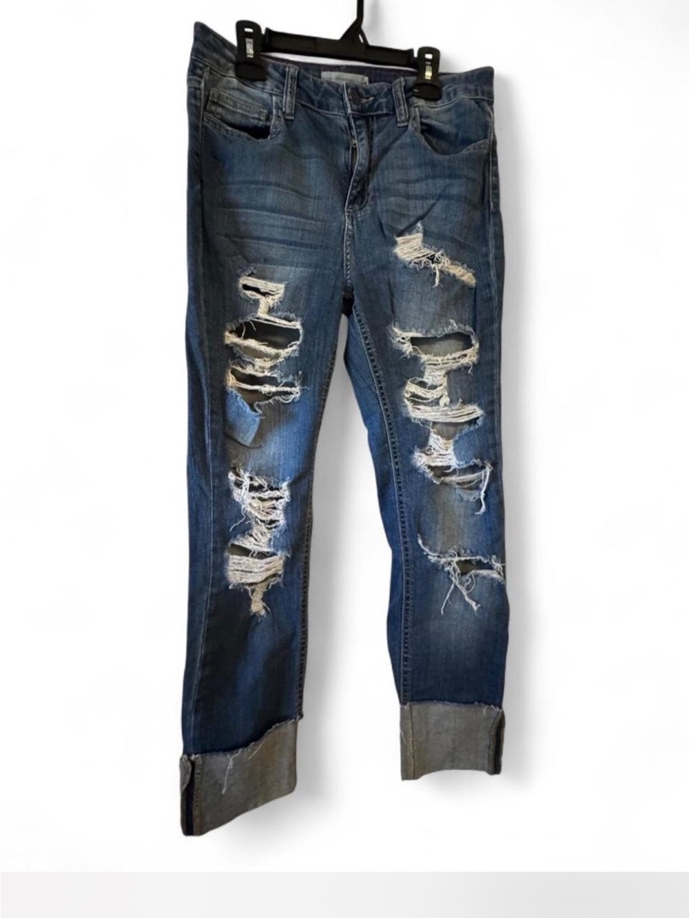 Cielo Women's Distressed Dark Blue Skinny Jeans